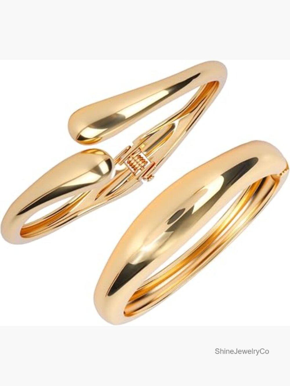 2pcs Chunky Gold Bracelet Set - Twist & Cuff Bangle Stacking Jewelry